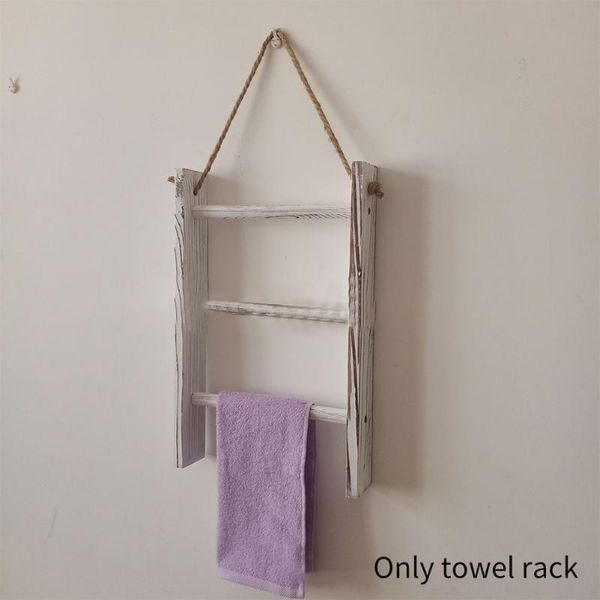 

towel racks 3 tiers retro wooden rack with rope storage ladder kitchen home decor whitewashed wall hanging blankets space saving mini
