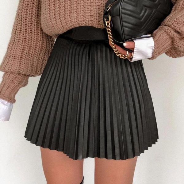 

skirts fashion black women pleated skirt a-line high street mini 2021 autumn winter waist short female