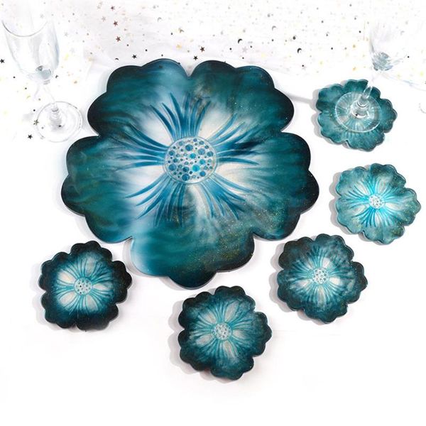 

6pcs/set silicone agate resin casting mold jewelry making epoxy mould craft decorative crafts coasters tray base tools