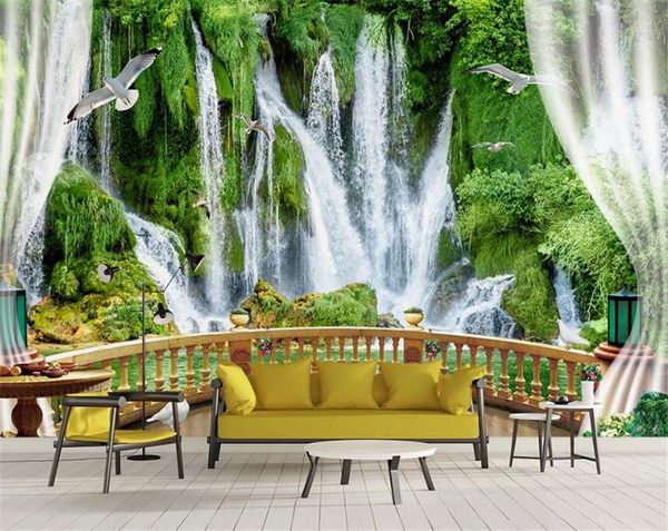 

wallpapers milofi custom 3d mural wallpaper european-style water waterfall bedroom living room balcony stereo background wall