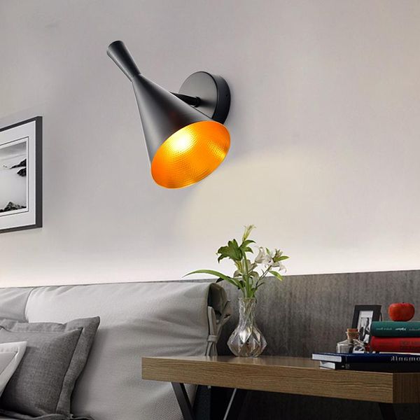 

wall lamps nordic music horn bugle lamp modern living room bedroom bedside light rotating lampshade mirror bathroom fixture