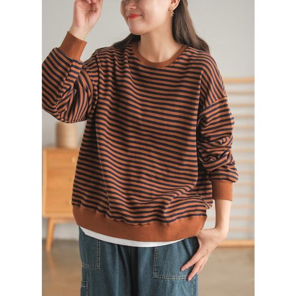 

women's hoodies & sweatshirts 2021 autumn fashion pullover womens casual faux two clothes all-match long sleeve striped sweatshirt fem, Black