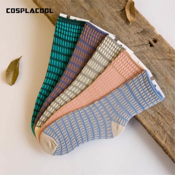 

socks & hosiery [cosplacool] fashion personality solid particles texture massage stripe women light thin pile heap cotton, Black;white