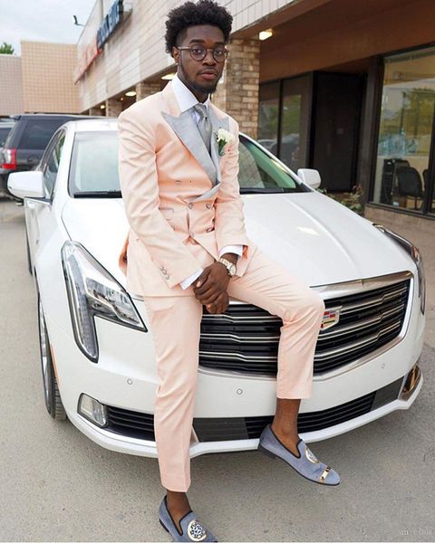 

men's suits & blazers casual double breasted men's suit for marriage groomsmen thin two tuxedos wedding tuxedo man party s somq, White;black