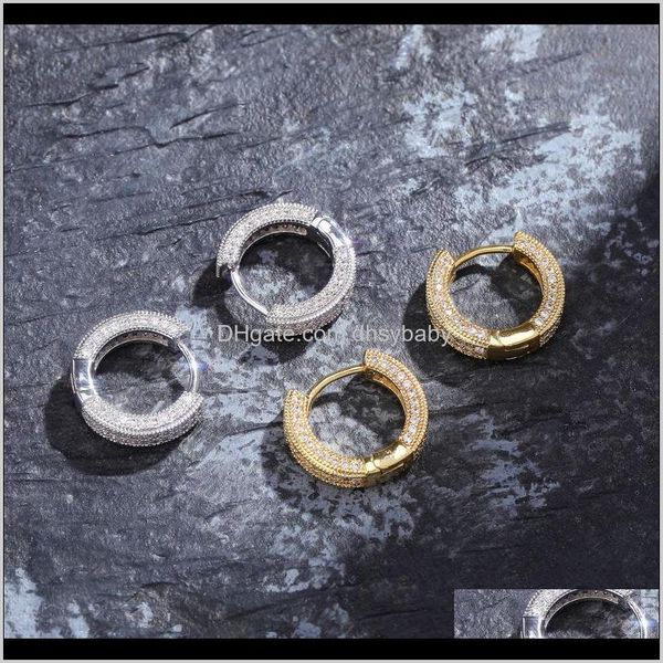 

hoop & hie drop delivery 2021 luxury designer earrings hip hop jewelry iced out earring bling men women diamond stud earings rapper hiphop c, Golden;silver