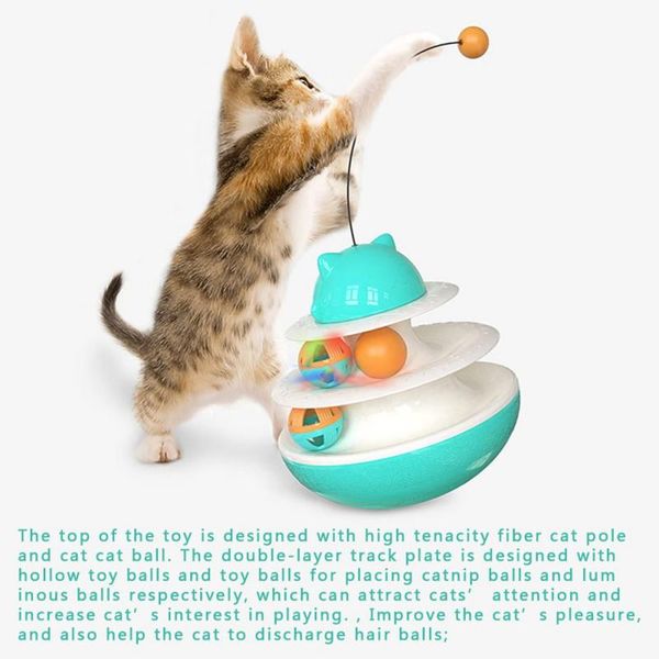 

cat interacts self-launched orbit light ball turntable toys