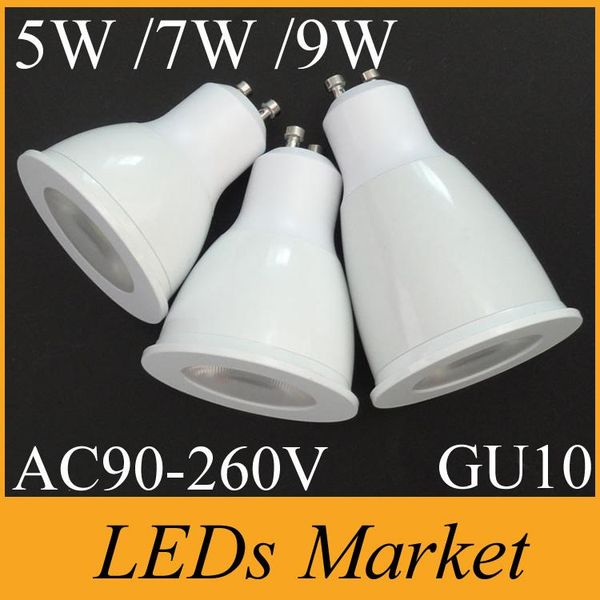 

bulbs white shell cob 5w 7w 9w led spotlight light lamp gu10 cree 90-260v warm cold 60angle ce ul