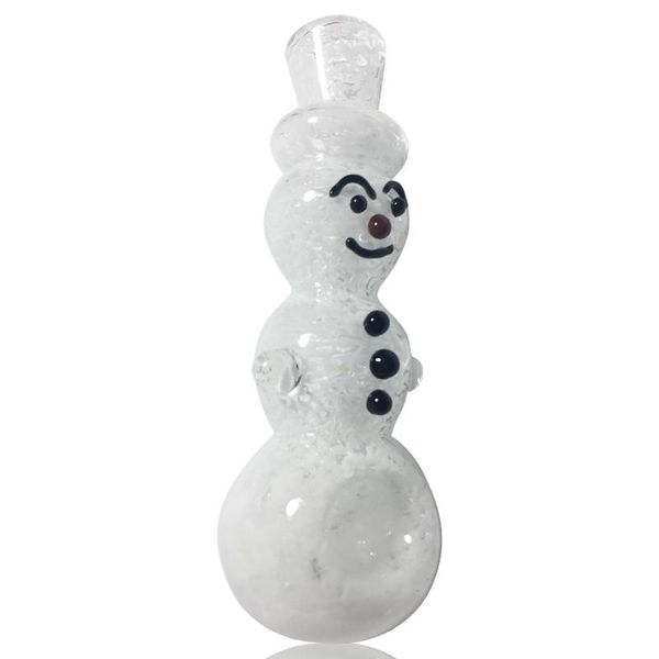 Pipe White Snowmans Christmas Pyrex Vetro spesso Tubo da fumo Handpipe Portatile fatto a mano Dry Herb Tabacco Oil Rigs Filtro Bong Mano Novità Art DHL Free