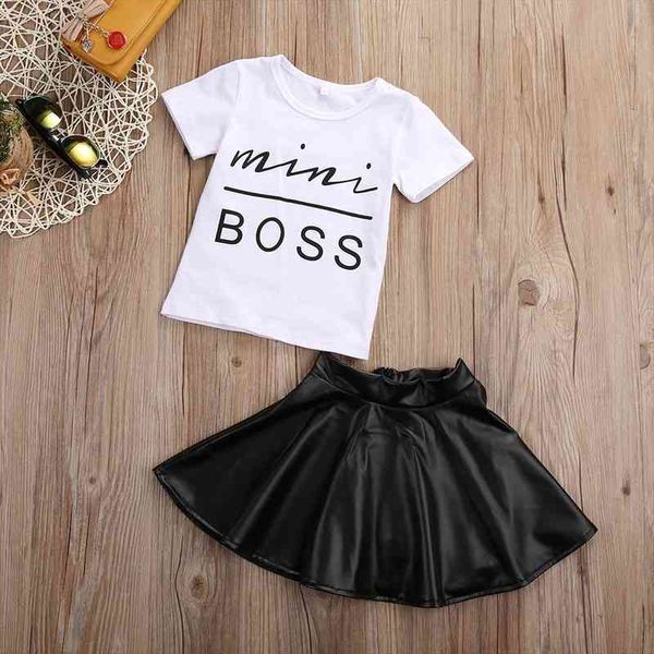 

2pcs set baby girls dress casual t shirt skirts outfits toddler clothes 1 6y, White