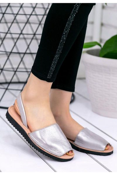 

women's silver skin sandals, Black