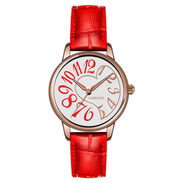 Principais relógios de pulseira de couro de ouro rosa Números árabes assistem a moda casual feminino de aço inoxidável quartzo relógio feminino