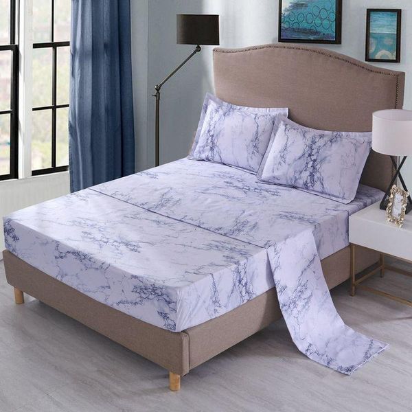 

sheets & sets stone pattern 4pcs bed sheet set black printed 1pc flat sheet+1pc fitted sheet+1/2pc case home el decor