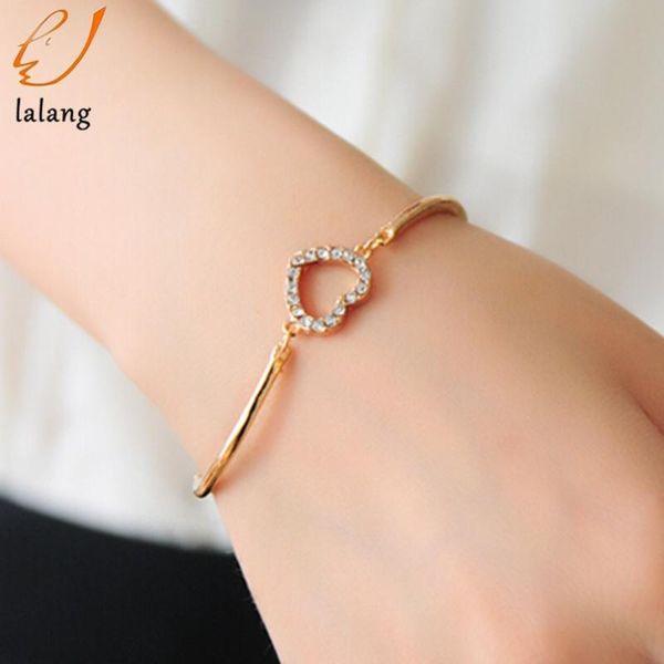 

link, chain 2021 fashion jewelry bracelet with rhinestones peach heart-shaped crystal for women, Black