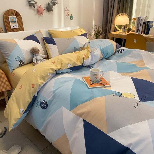 

ins small fresh all four bedding pure cotton quilt cover fitted 1.8m bed sheet dormitory three piece set