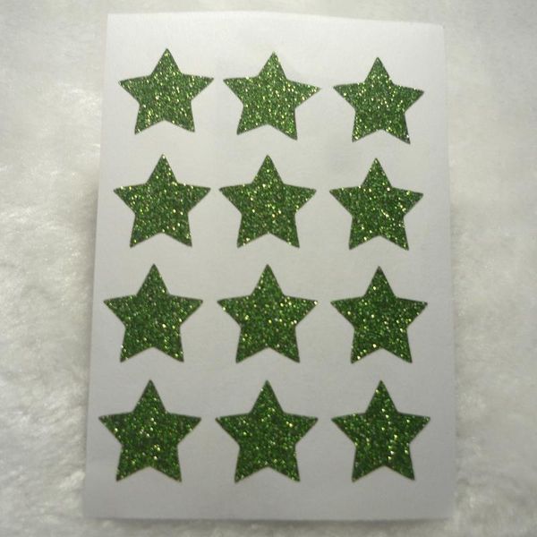 

19mm/0.75inch mini green glitter star sticker gift wrap