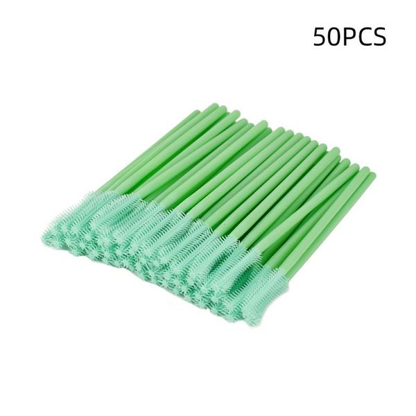 

eyebrow tools & stencils 50 pack disposable eyelash mascara brushes wands applicator makeup brush kits green 3 different silicone heads