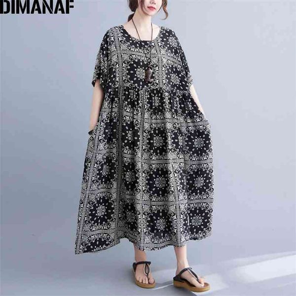 

plus size summer dress women vestidos sundress vintage print black long oversize cotton loose casual 5xl 6xl 210531, Black;gray
