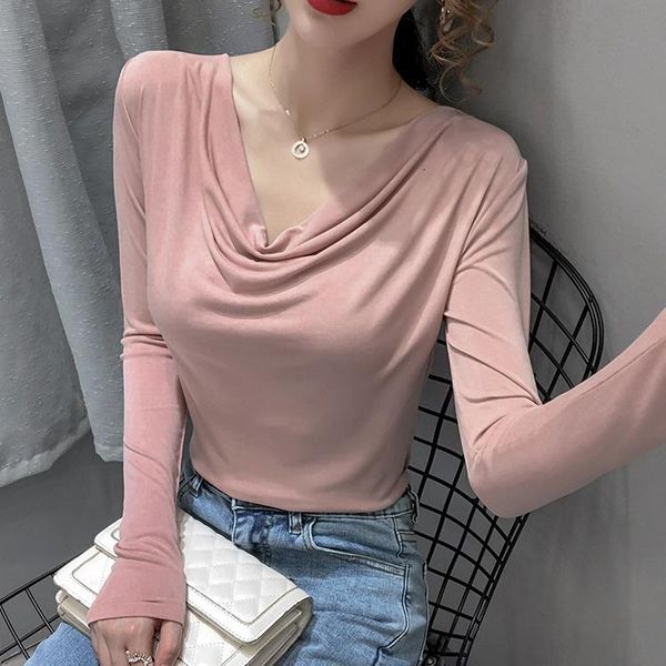 

women's t-shirt early autumn long sleeve female mound get render unlined upper garment of western style in a thin unl x89n, White