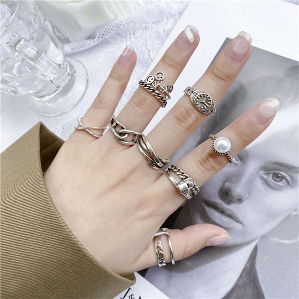 

heavy industry combination index finger ring women's jewelry, Black