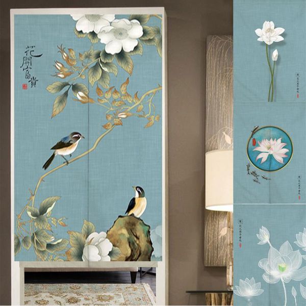 

chinese ink fengshui door curtain beautiful lotus bird painting decorative kitchen bedroom entrance customizable hanging & drapes