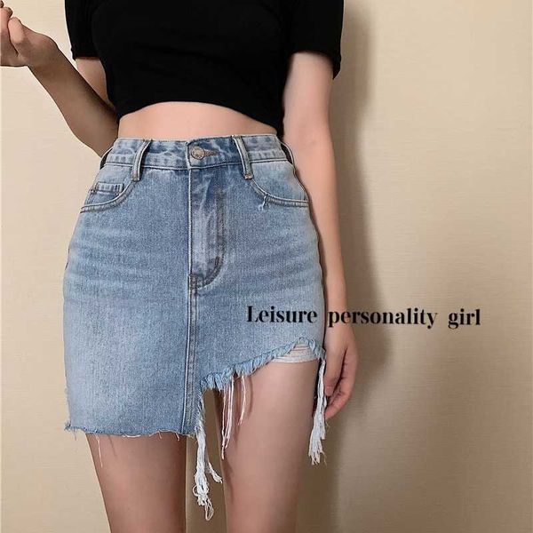 

skirt denim women's irregular fringe a-line spring high waist slim k228, Black