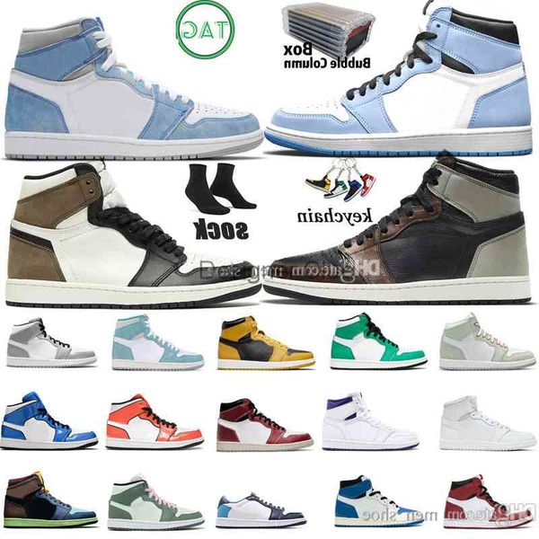 

university blue hyper royal 1 1s men basketball shoes dark mocha obsidian unc patina chicago paint drip turbo green neutral grey lucky green