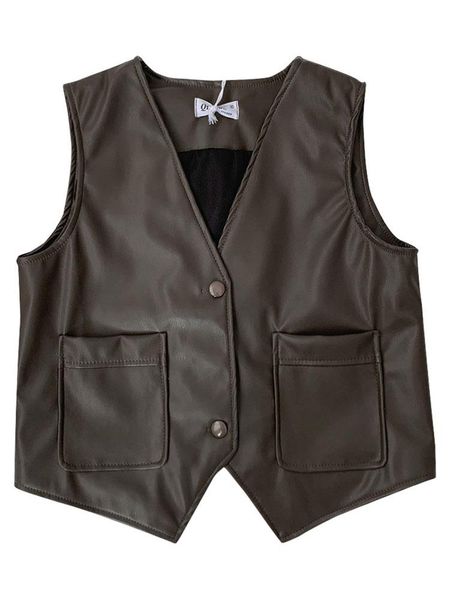 

women's vests pu vest for women sleeveless cardigan waistcoat jacket, Black;white