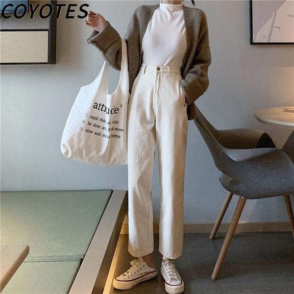 

women jeans straight pants womens solid ankle-length loose casual trousers bf korean style simple trendy all-match chic women's, Blue