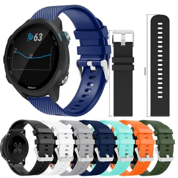 

watch bands premium material sports soft silicone belt replacement strap compatible for garmin forerunner 245m 20mm, Black;brown