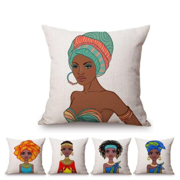 

cushion/decorative pillow lovely cartoon african princess black girl cute sofa throw case decoration for baby cotton linen car cover