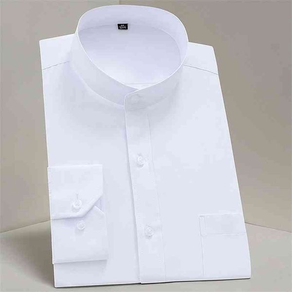 Camicia maschile con colletto alla coreana Uomo Bianca Business/Party/Forma Camicia monopetto girocollo tinta unita stile cinese non stirabile L 210708