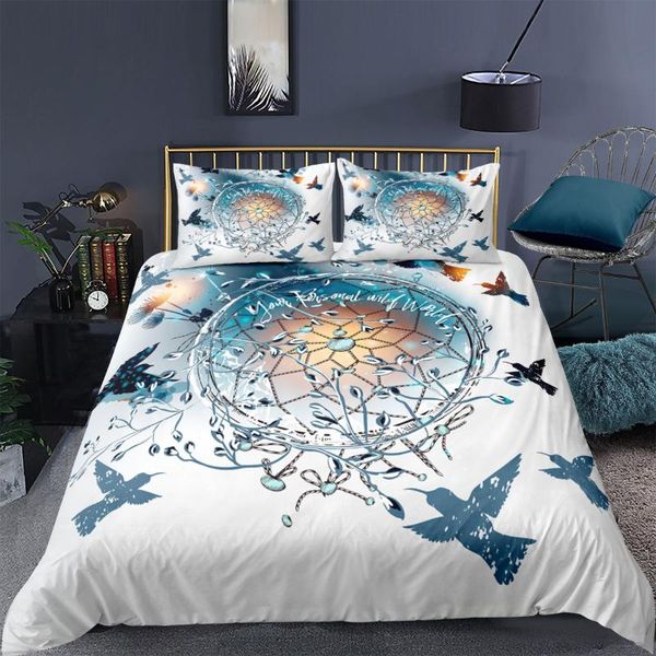 

bedding set butterfly dreamcatcher feather duvet cover pillowcase 2/3pc single double full  king size for adults kids sets