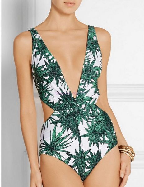 

by dhl 200pcs women swimsuit coconut tree print beachwear brazilian deep v bathing suit beach swimwear two-piece suits