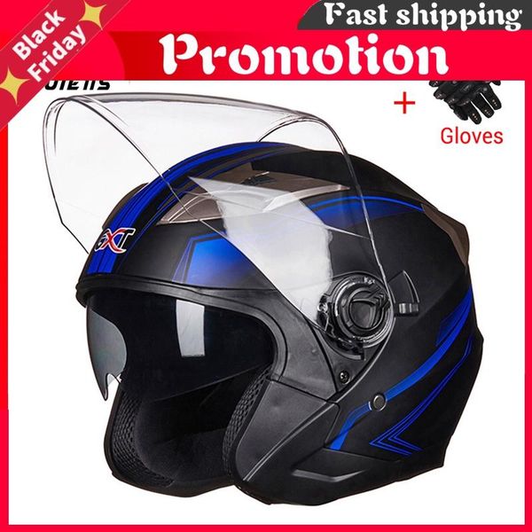 

motorcycle helmet half face abs double lens motorbike electric safety moto casque for women/men casco # helmets