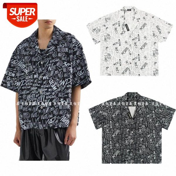 

w letter shirt short-sleeved barrage graffiti printing half-sleeved men and women t loose #t99k, White;black