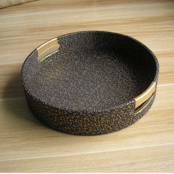 

kitchen storage & organization home 29cm wooden pu leather tray daily tea fruits sundry snacks eu wood service el supplies 296