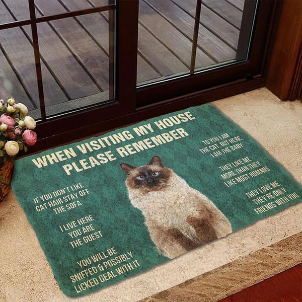 

carpets cloocl please remember balinese cats house rules doormat decor 3d print carpet soft flannel non-slip for bedroom porch