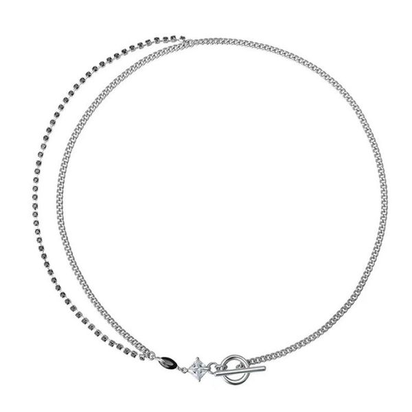 

chains 7rings hip style cool necklace black beads diamond neck chain for men couple statement choker, Silver