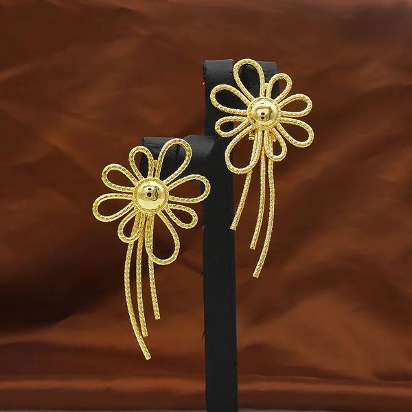 

dangle & chandelier fine statement unusual gold drop earrings for women vintage geometric flower shape female 2021 trend jewelry, Silver