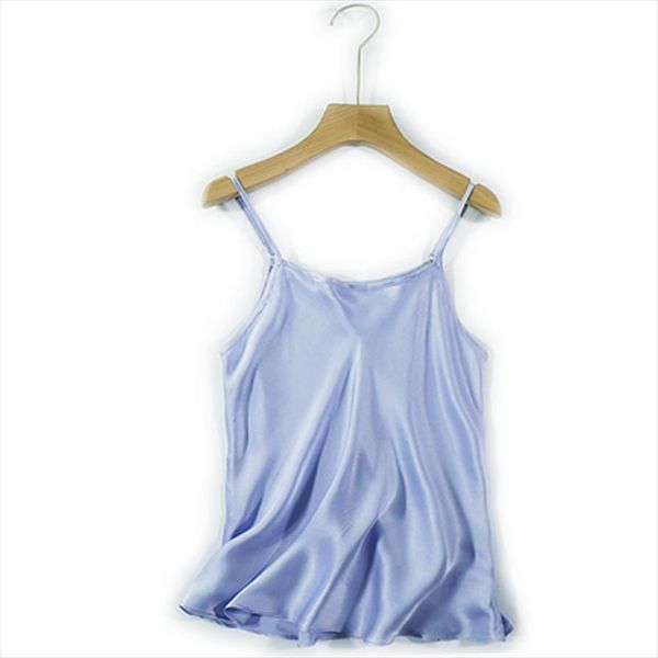 

100% silk short vest women tanks summer loose sky blue selling, White