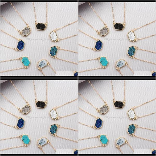 

necklaces & pendants jewelryamerica and europe womens jewelry handamde gold/sier chain 7 design natural stone pendant necklace 0790 drop del, Silver