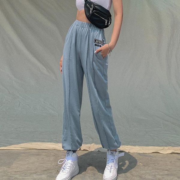 

women's pants & capris ladies casual sports harajuku jogger solid color high waist trousers streetwear korean loose autumn, Black;white