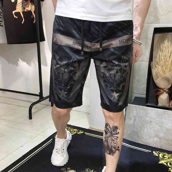 

2021 summer new casual shorts men's fashion brand sports beach capris, White;black