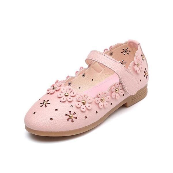 

girls children sandals fashion summer children's flat printed princess hollow cute shoes, Black;red