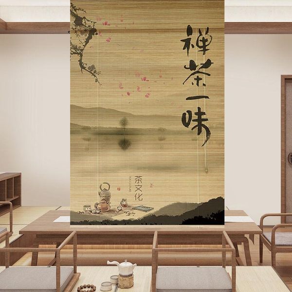 

blinds [tea culture category picture] bamboo curtain rolling shutter shading chinese balcony household lifting hand pull style