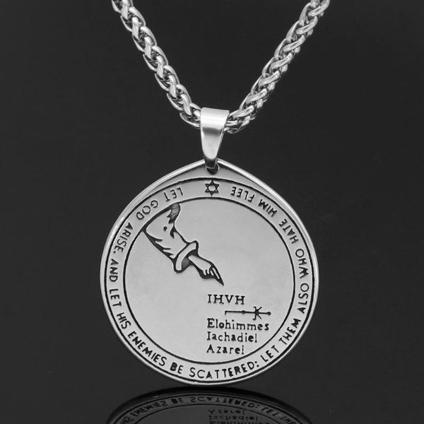 

pendant necklaces talisman pentacle of solomon wiccan pagan hermetic enochian kabbalah necklace -stainless steel, Silver