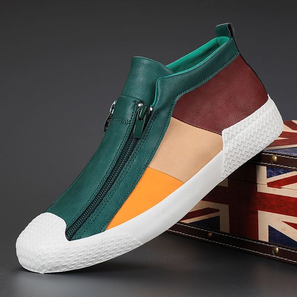 

new autumn green fashion mens shoes casual splicing zip luxury sneakers outdoor trainers shoes men sneakers zapatillas de hombre