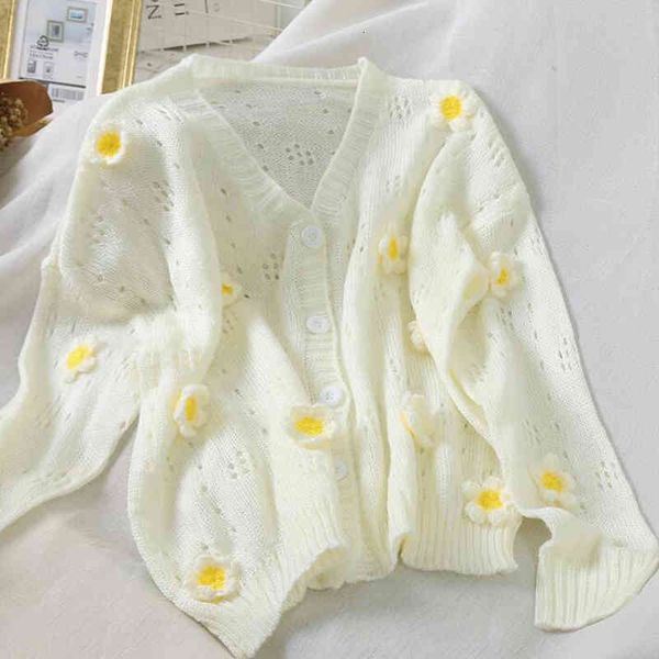 

women's sweaters cardigan sweet korean blouses with cleavage v floral hollow impression out knitted-out women's cardigans casual p, White;black