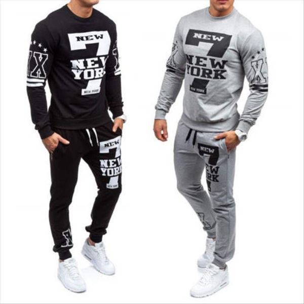 

hirigin set spring autumn mens tracksuit 2pcs pants hoodies sporting brand clothing casual, Gray