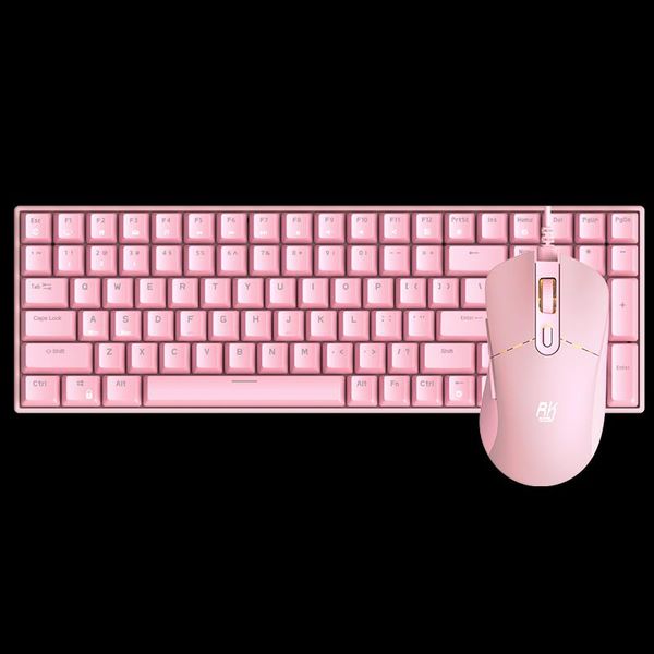 

keyboard mouse combos rk860 pink wireless mechanical and set 2.4g dual-mode 96 with 100 keys cute girl heart office computer notebook